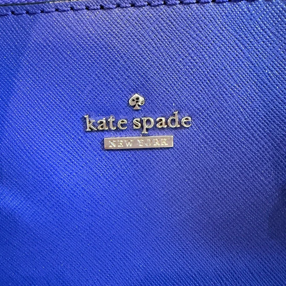 Kate Spade Satchel Women Small Blue Saffiano Leather Gold Hardware Zip Handbag